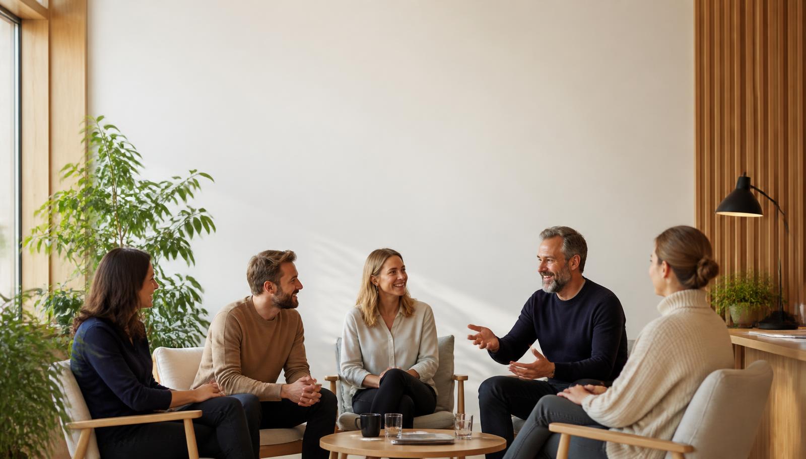 Engagerade medarbetare på en arbetsplats med fokus på trivsel och låg personalomsättning.